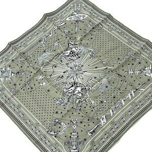 HERMES Carre 55 - Khaki White Black Scarf